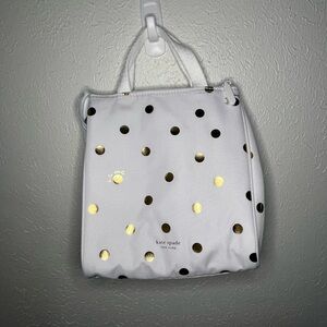Kate Spade White Insulated Tote with Metallic Gold Accents